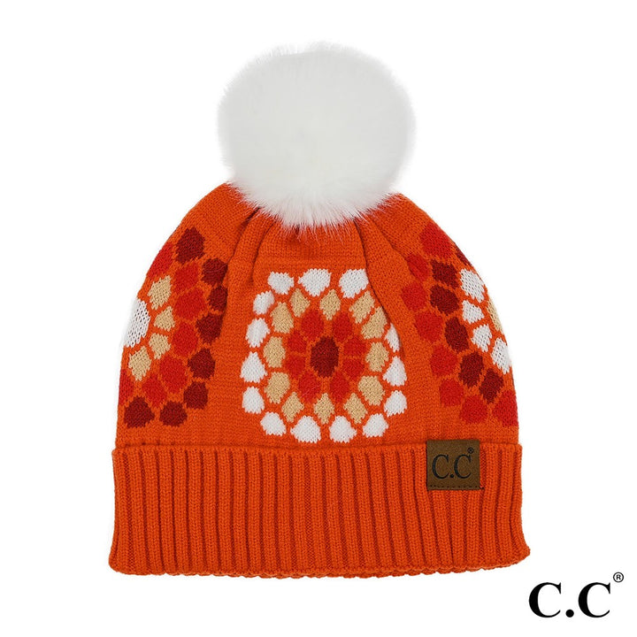 C.C Crochet Pattern Pom Beanie - Orange