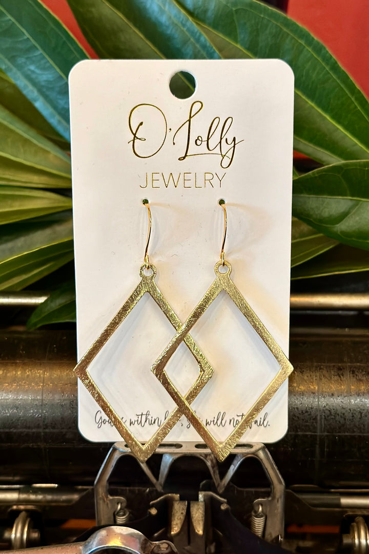 O'Lolly Gold Rhombus Textured Earrings
