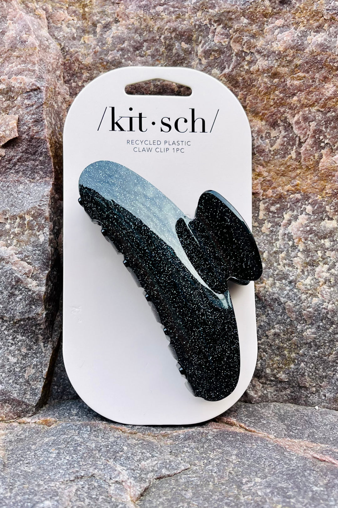 Recycled Plastic Claw Clip - Black Glitter