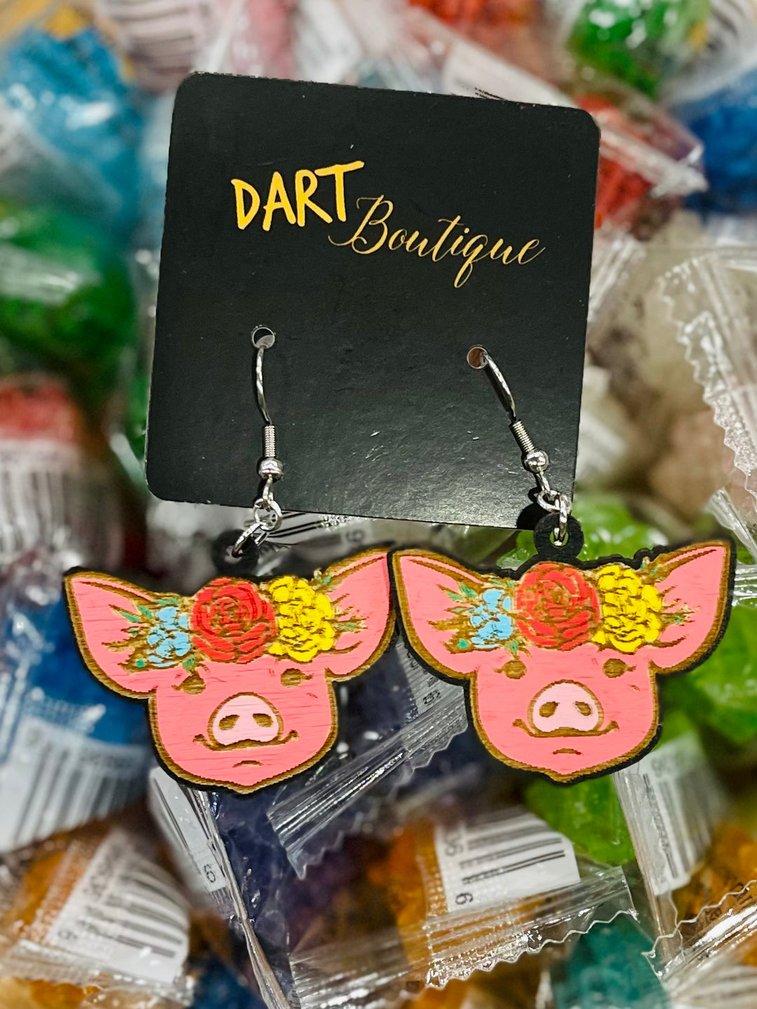 Floral Pig Earrings