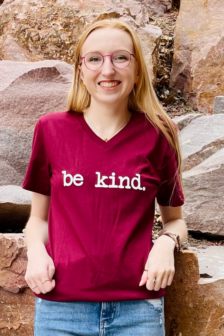 Be Kind V-Neck Graphic Tee