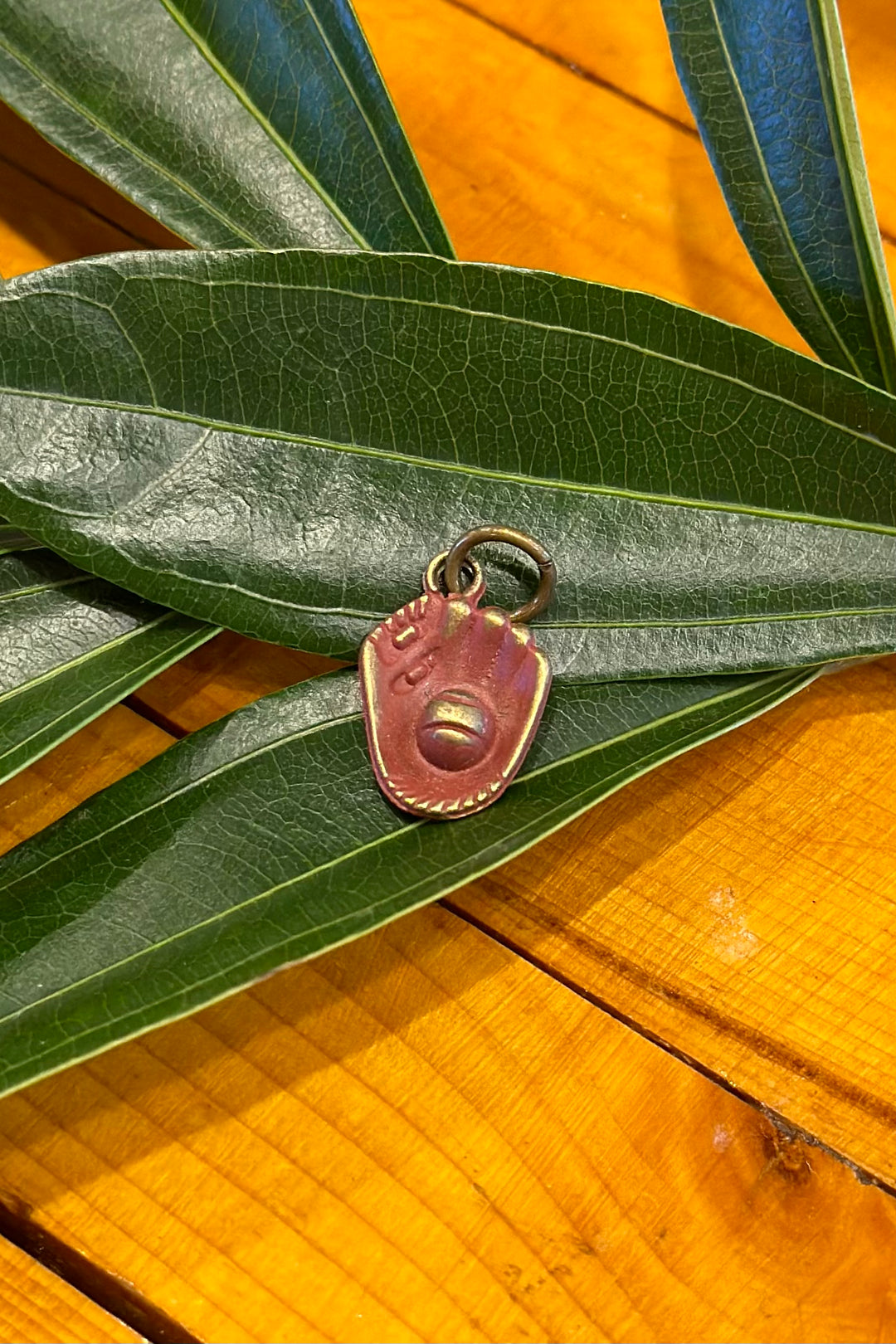 Gleeful Peacock Charm: Baseball Glove