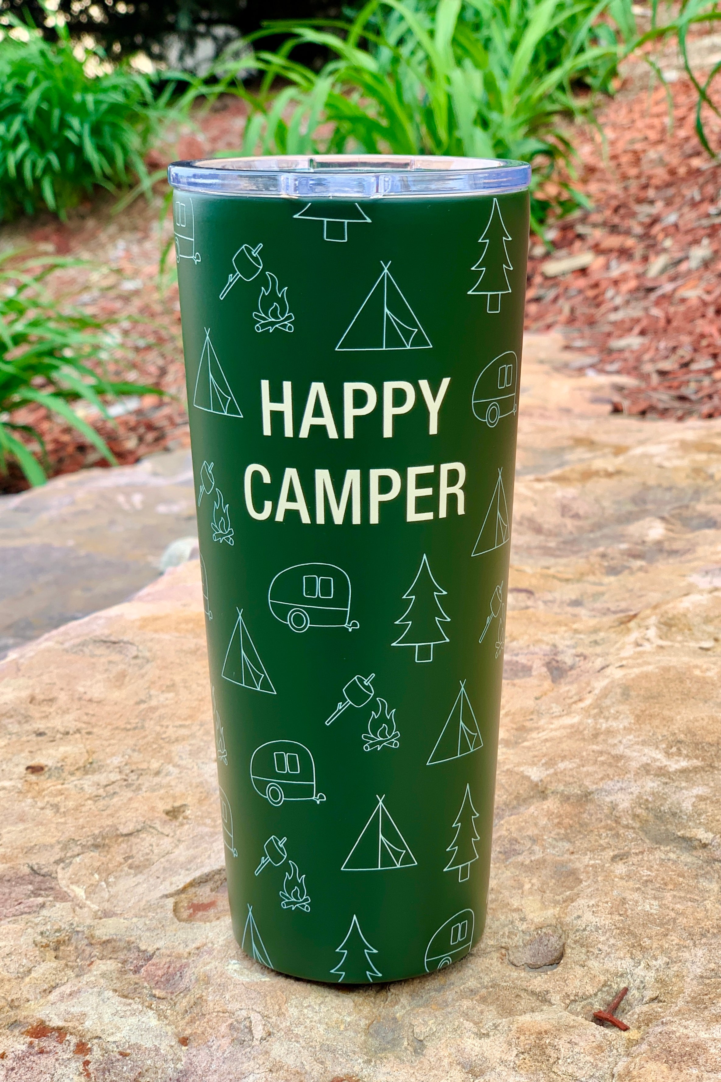 Happy Camper - Tent Camping - Engraved YETI Tumbler