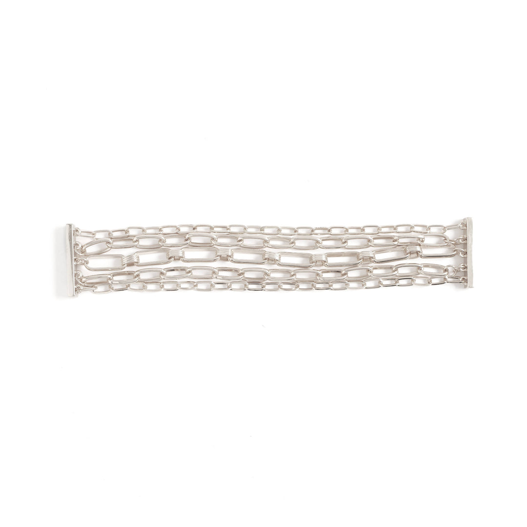 Silver Layered Bracelet with Magnetic Clasp