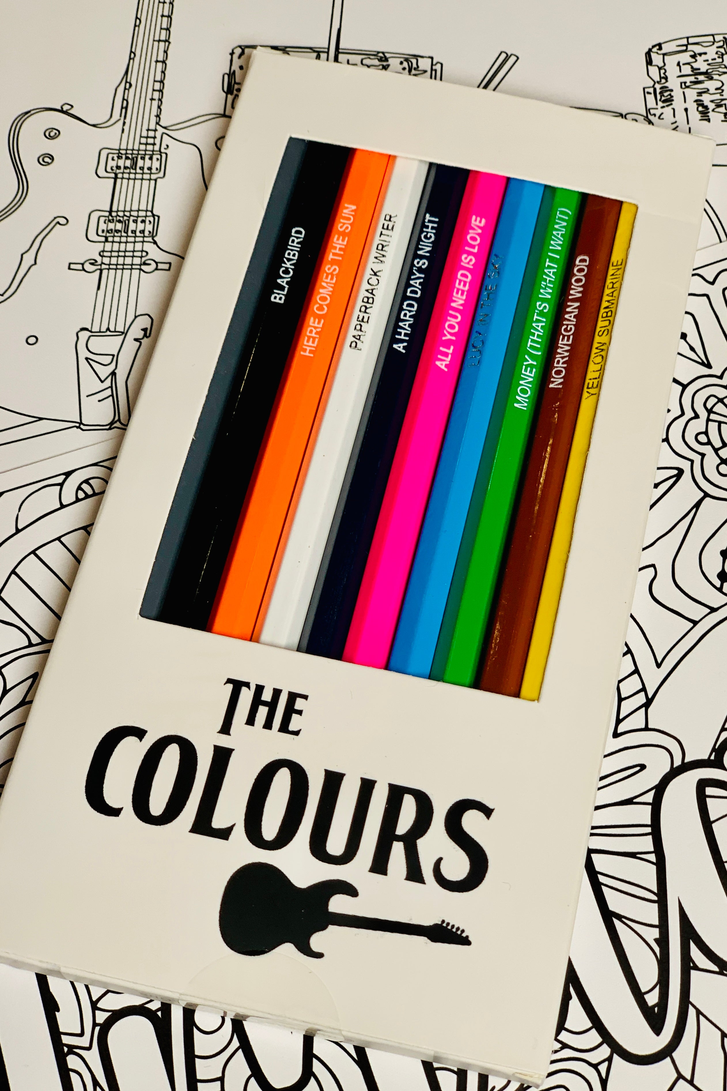 The Beatles Inspired Colored Pencils & Coloring Pages Gift Bundle