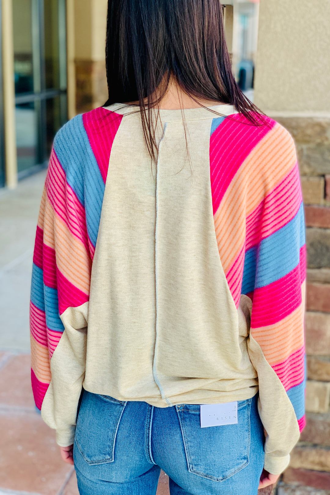Tasha Striped Raglan Sweater | (Size 1X)