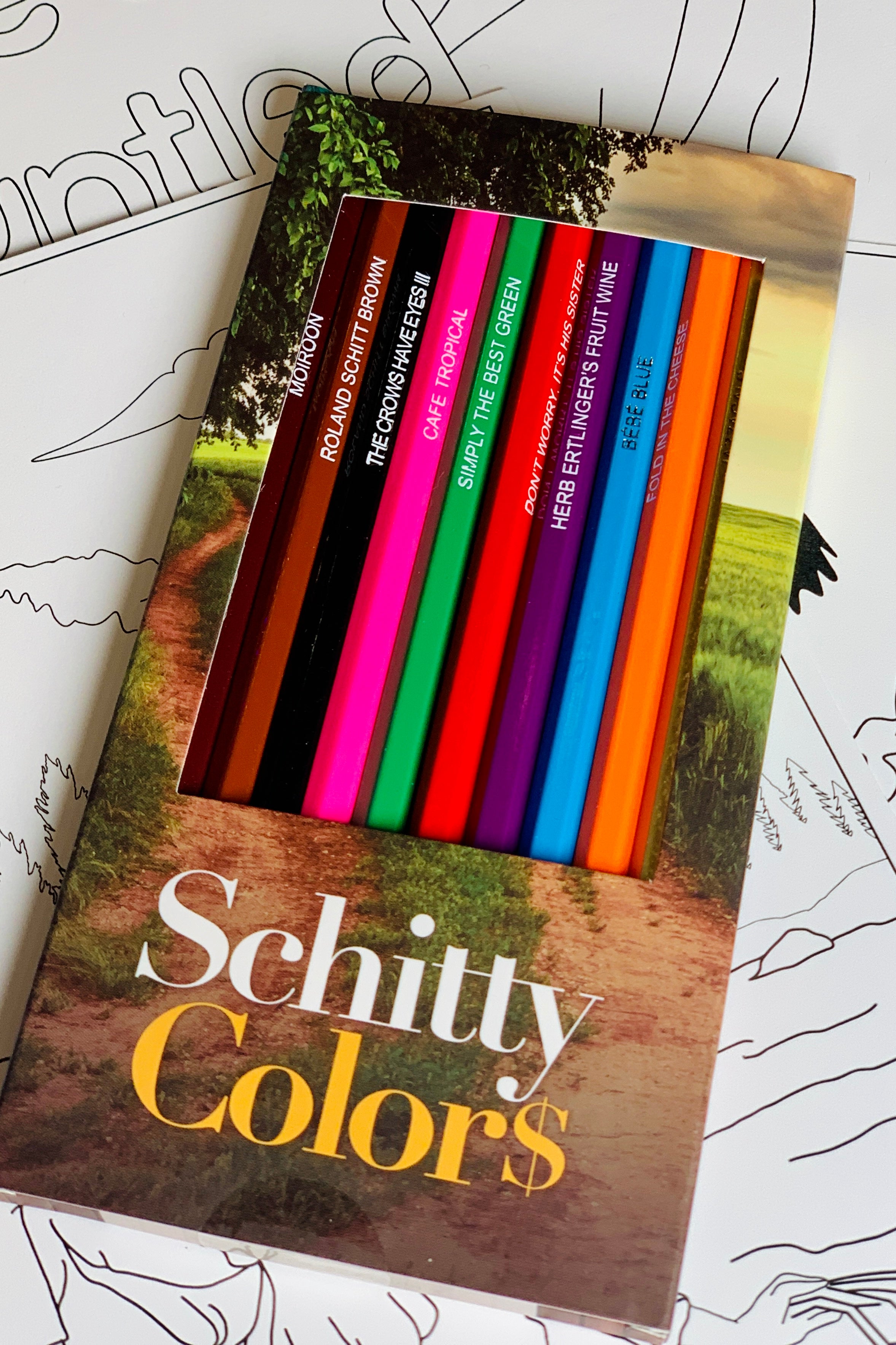 Schitt's Creek Inspired Colored Pencils & Coloring Pages Gift