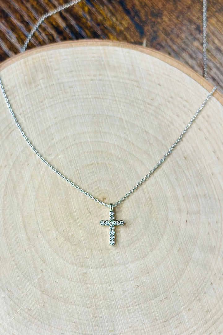 Delicate CZ Cross Pendant Necklace