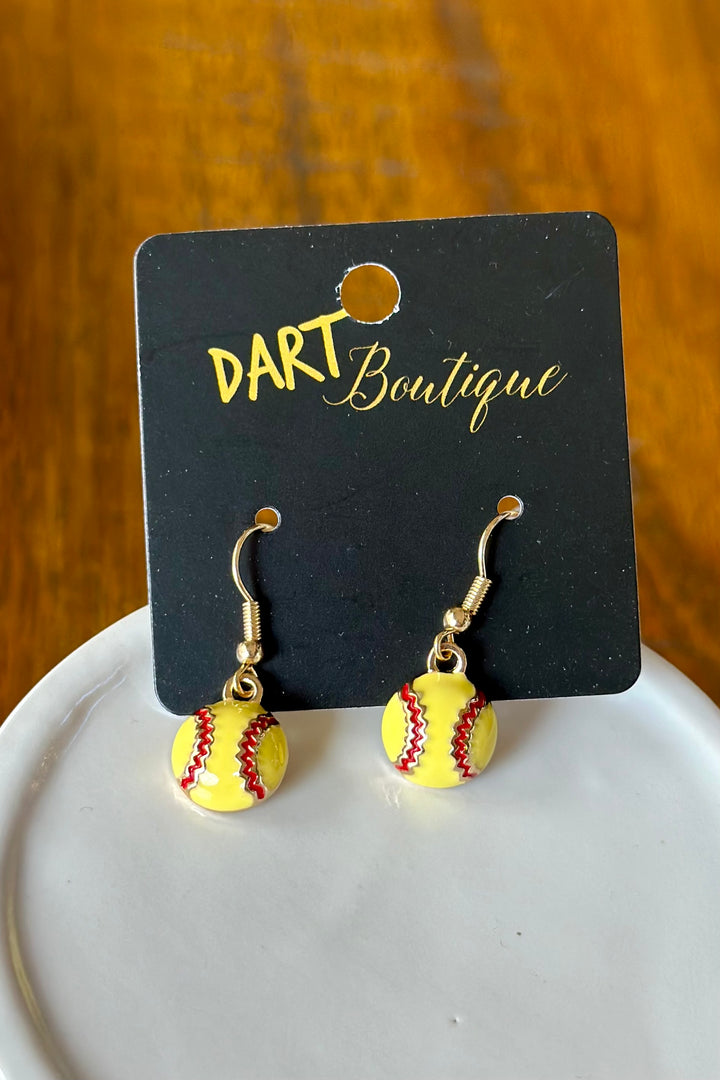 Enamel Softball Earrings