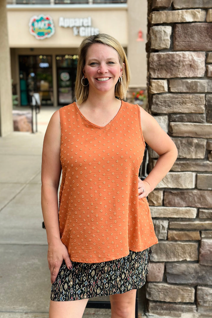 Toni Textured Tank Top - Pumpkin