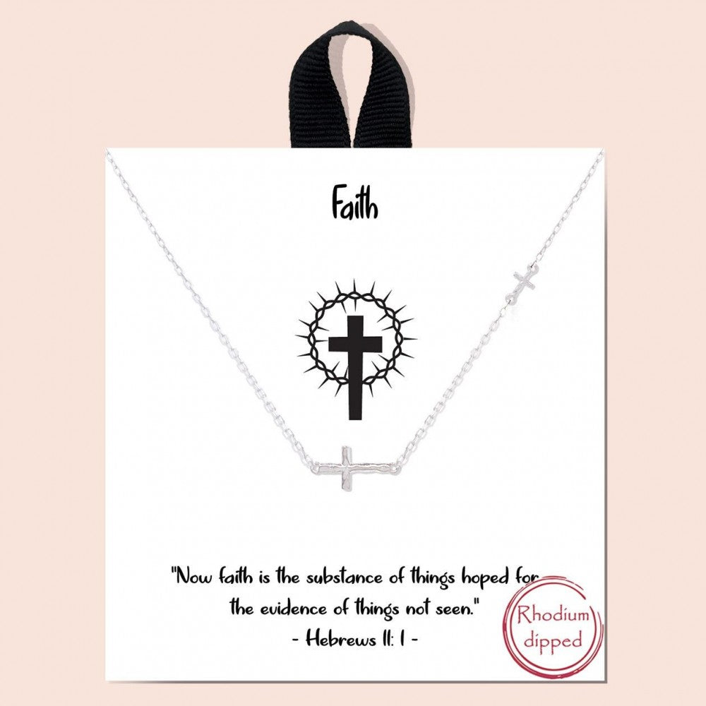 Faith Cross Necklace - White Gold