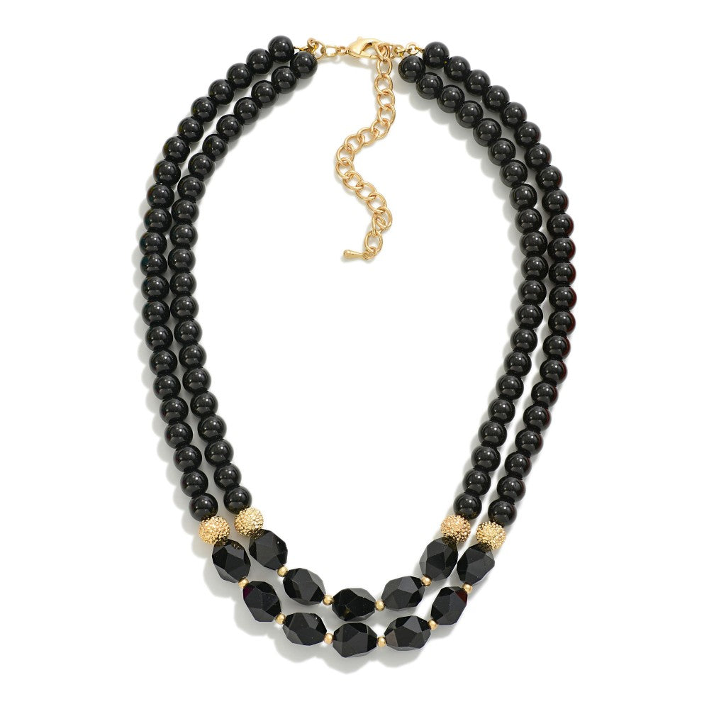 Beaded Layered Necklace - Black