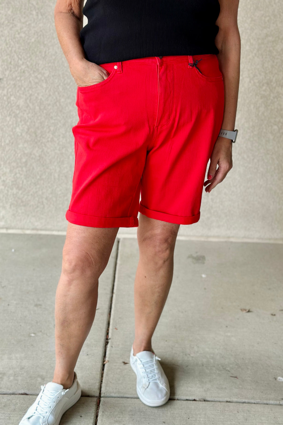 Evelyn Tummy Control Bermuda Shorts - Red