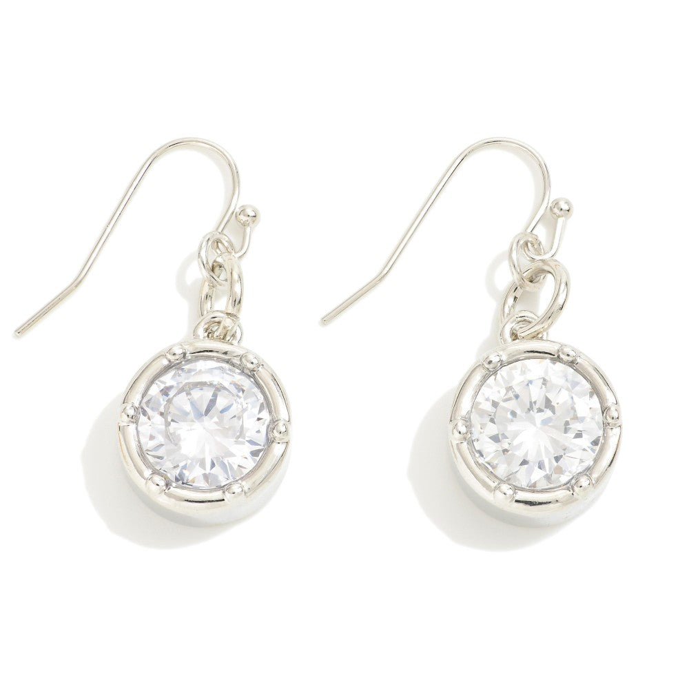 Circular Rhinestone Drop Earrings