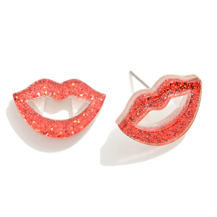 Glitter Vampire Lip Earrings