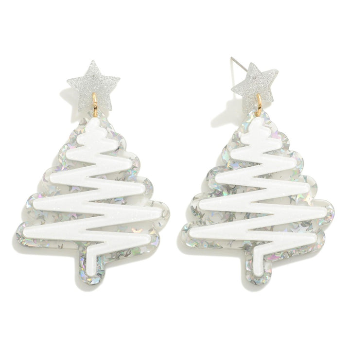 Glitter Resin Christmas Tree Earrings