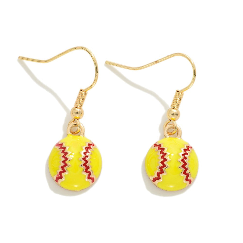 Enamel Softball Earrings