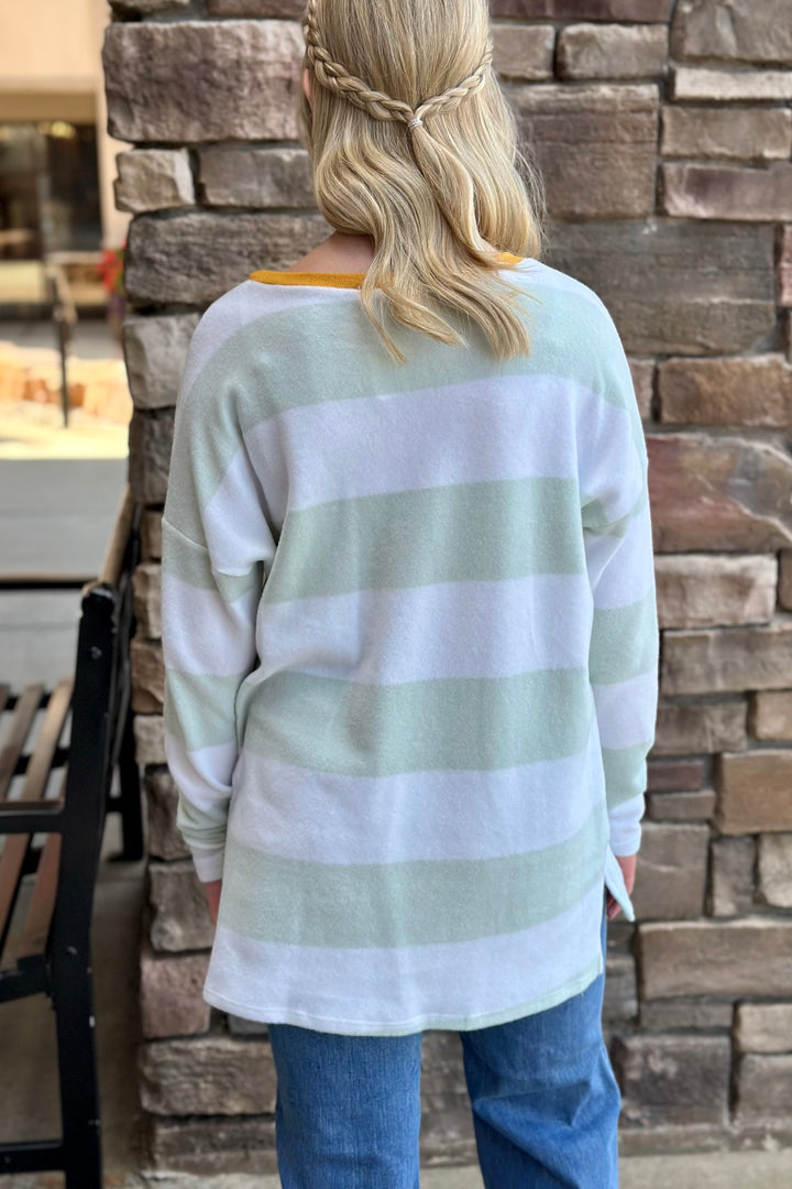 Brenda Striped Two-Tone Top