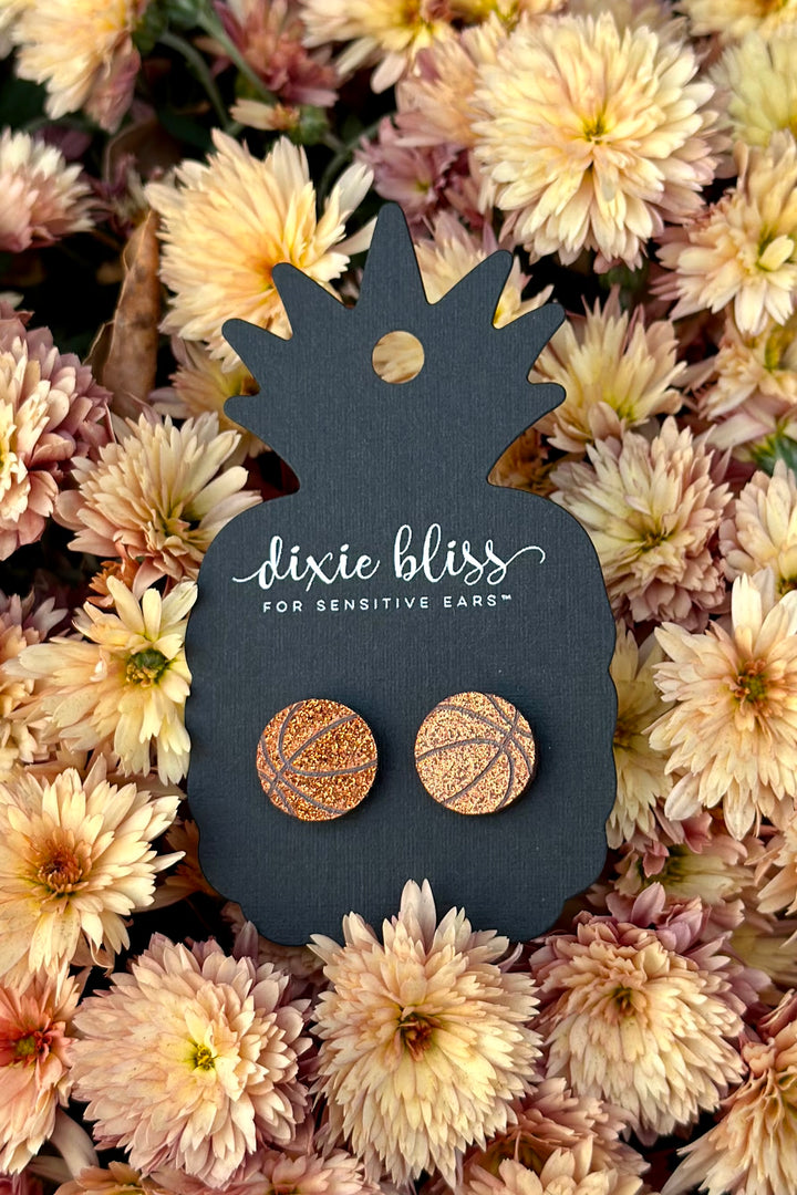 Dixie Bliss Earrings: Basketball Studs