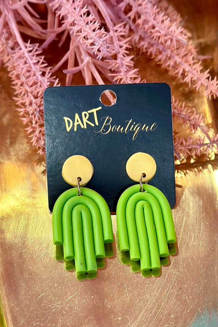 Lime Green Arch Clay Earrings