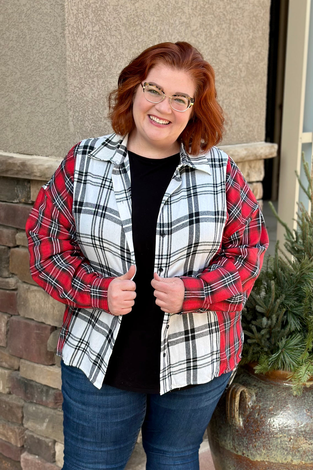 Roberta Plaid Button Down - Red