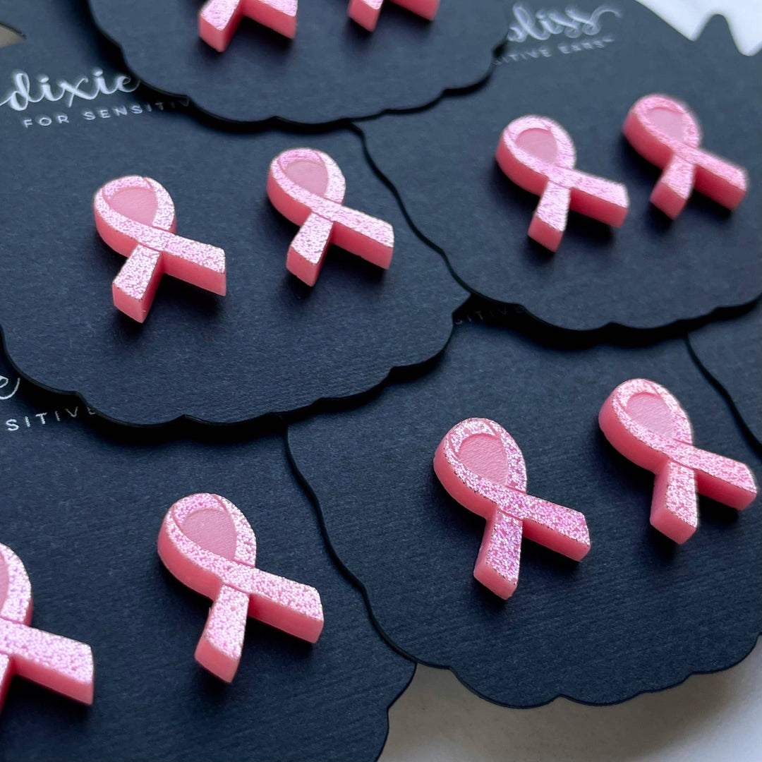 Dixie Bliss Earrings: Pink Ribbon Studs