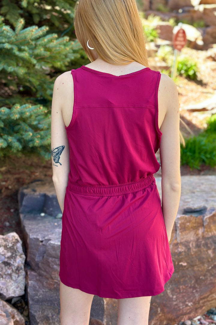 Blair Defined Romper Dress - Pomegranate