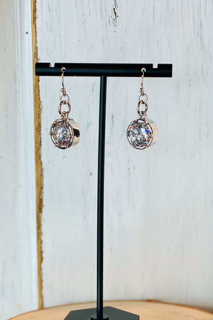 Circular Rhinestone Drop Earrings