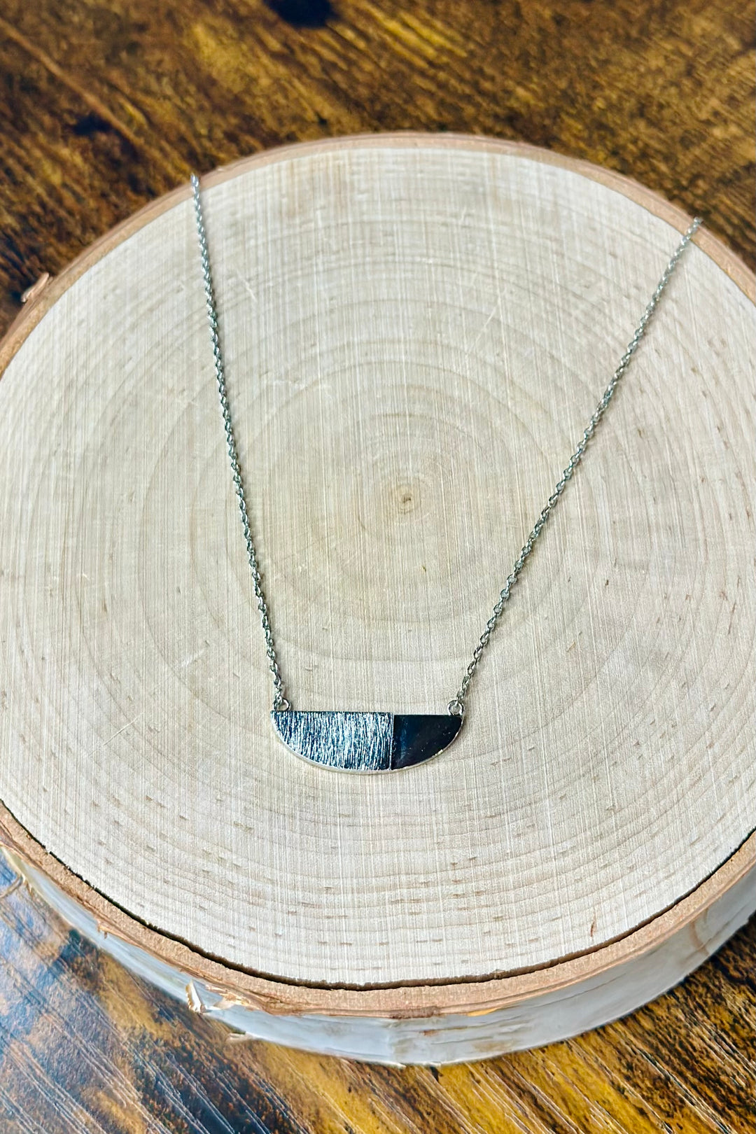 Contemporary Half Circle Necklace - Silver