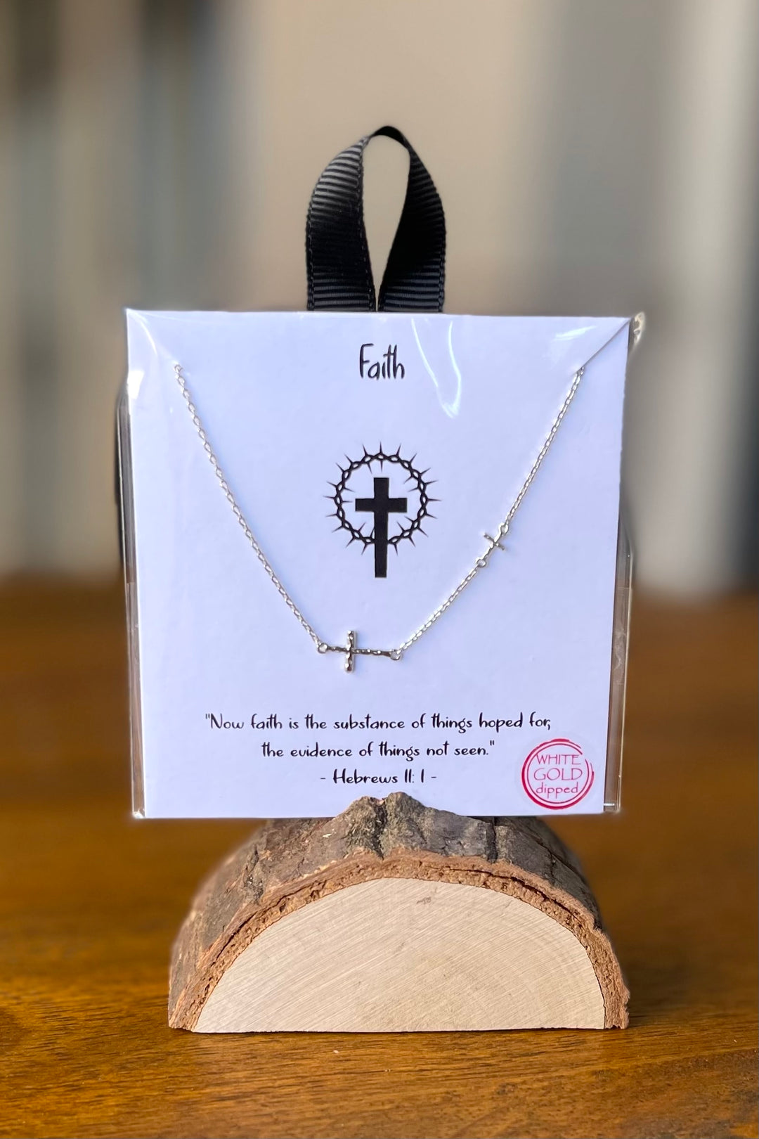 Faith Cross Necklace - White Gold