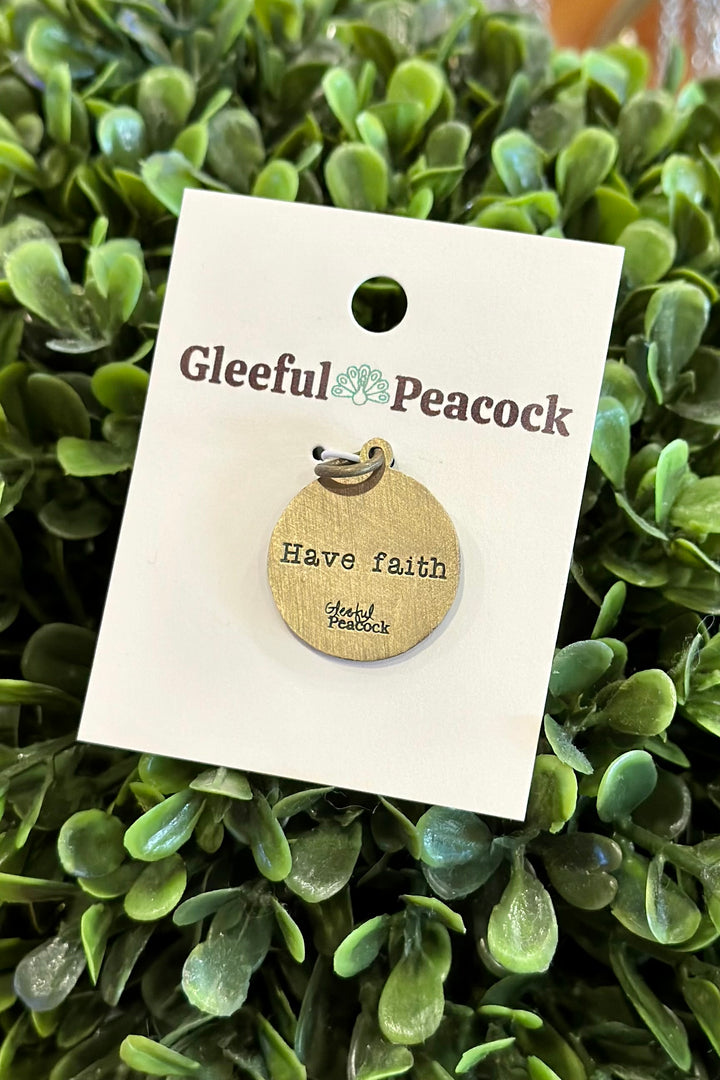 Gleeful Peacock Token Charm: Faith