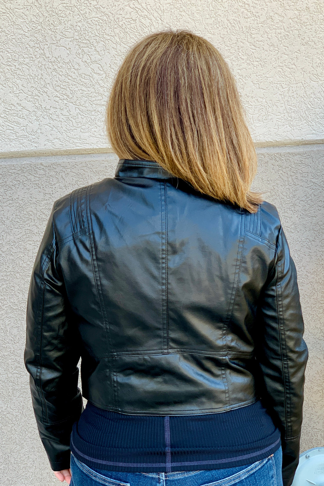 Rhea Faux Leather Cropped Jacket