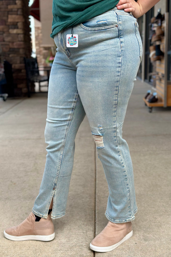 Iris Straight Leg Jeans with Side Split Hems