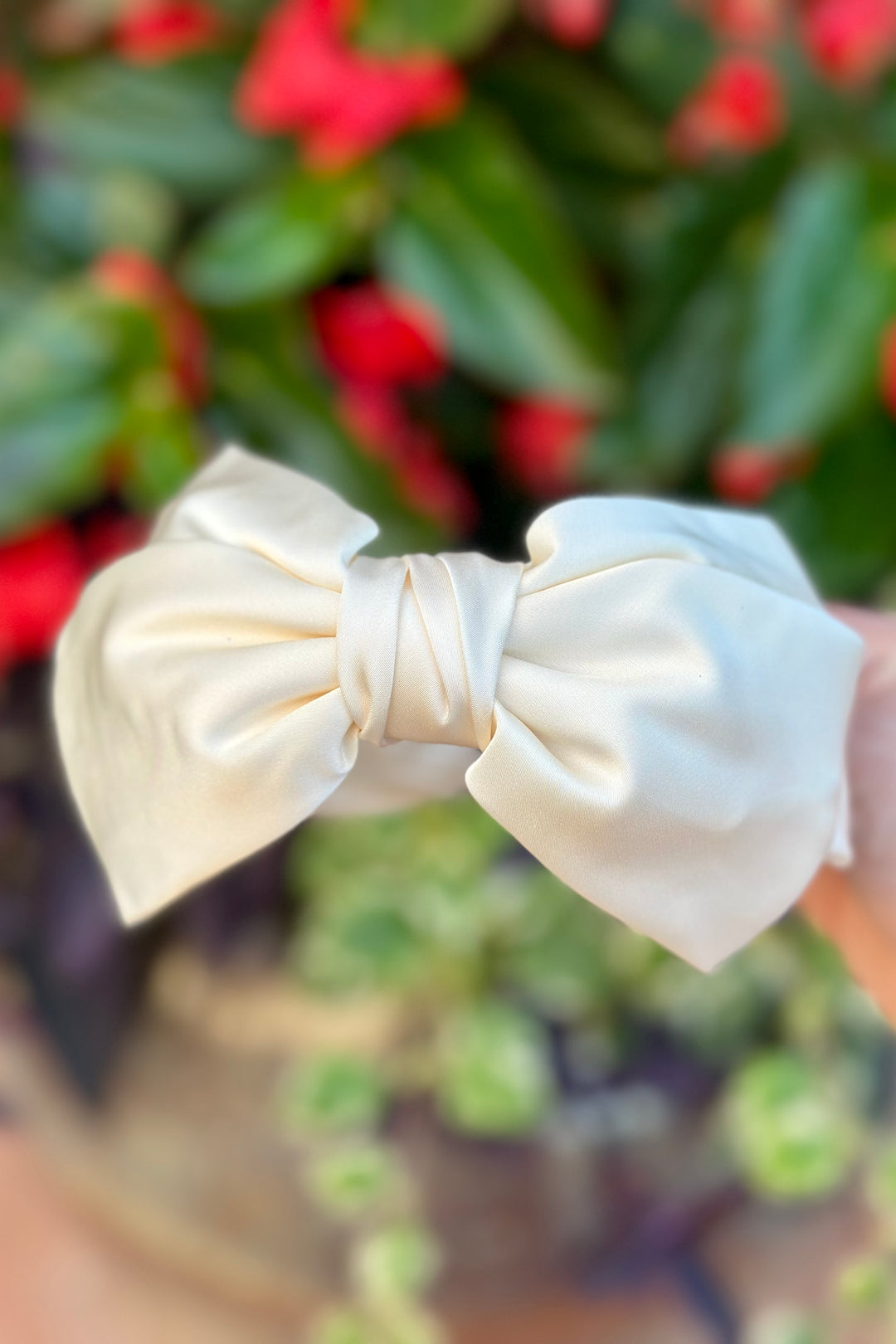 Knotted Ribbon Bow Headband - Cream