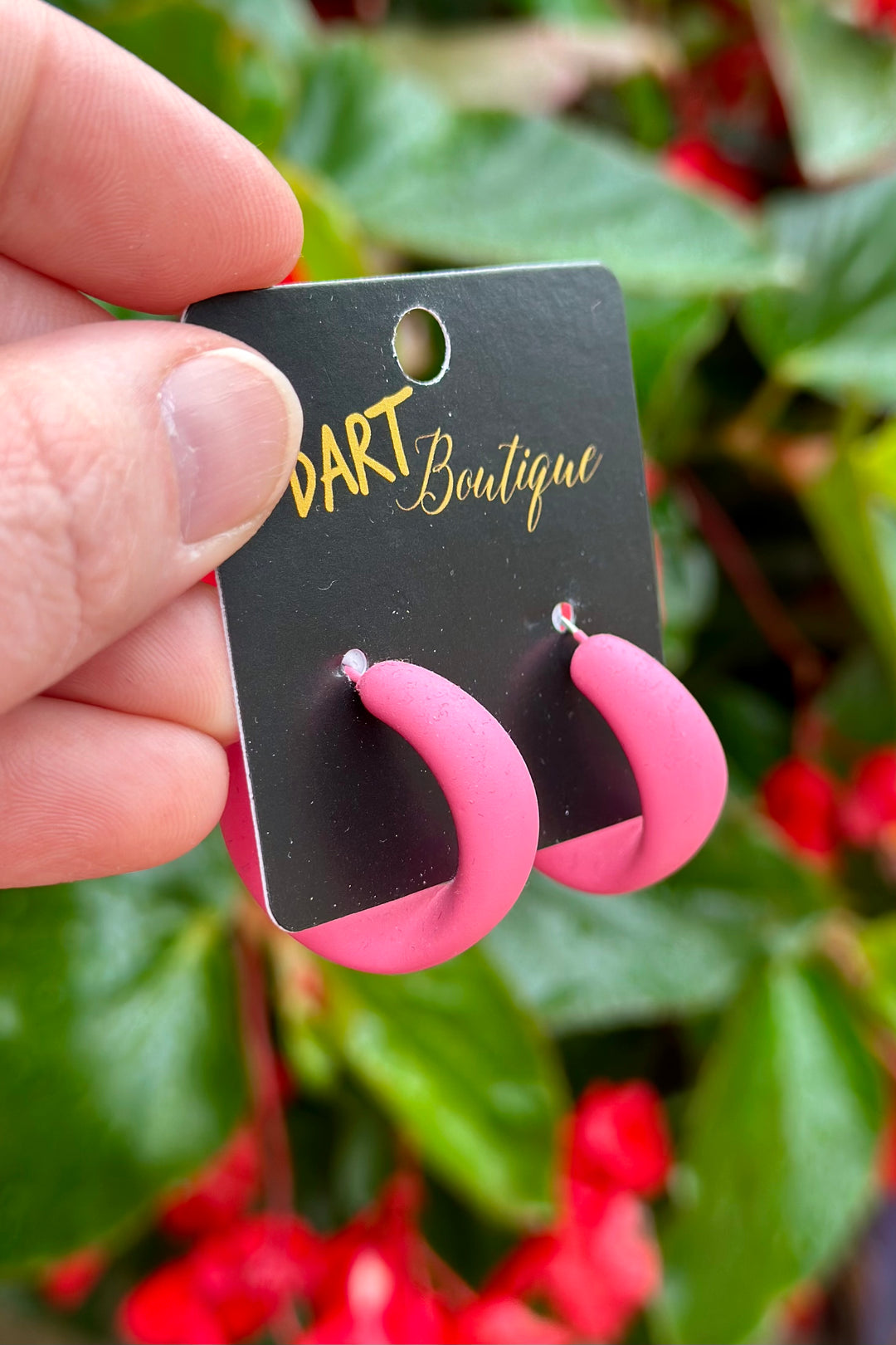 Coated Acetate Hoop Earrings - Pink