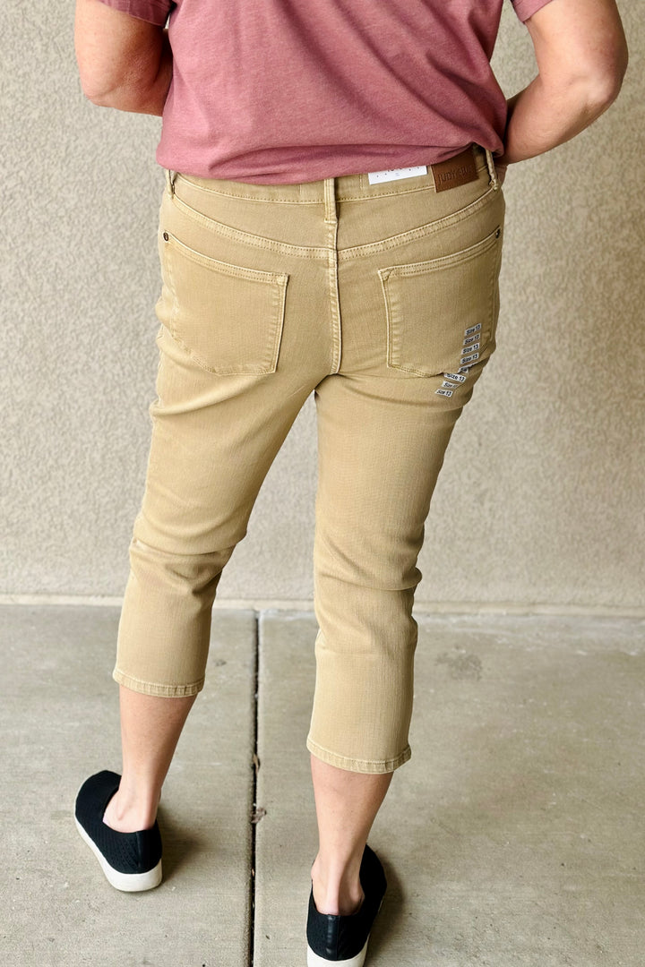 June Garment Dyed Capri Jeans - Khaki
