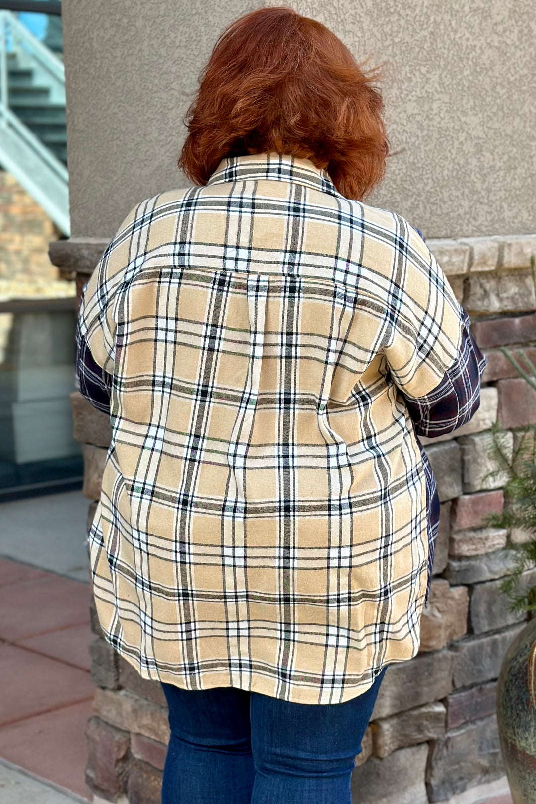 Roberta Plaid Button Down - Latte