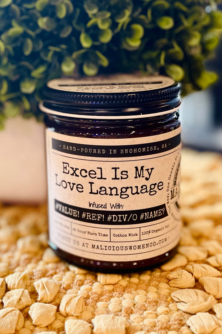 Excel Is My Love Language Candle
