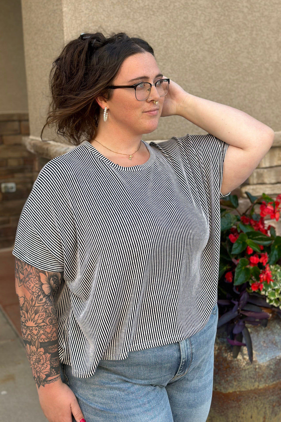 Ingrid Ribbed Oversized Top | (Size 1X/2X)