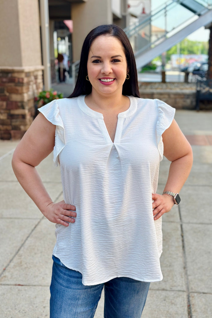 Wren Ruffled Sleeve Blouse - Off White