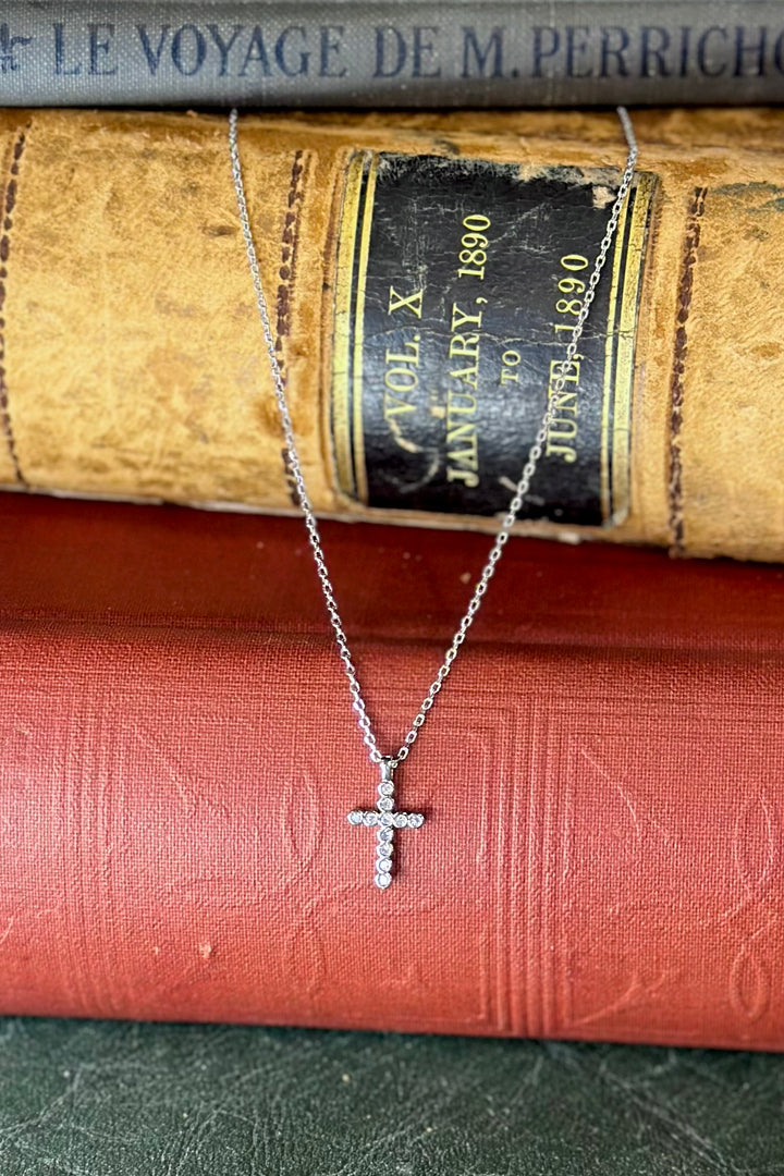 Delicate CZ Cross Pendant Necklace