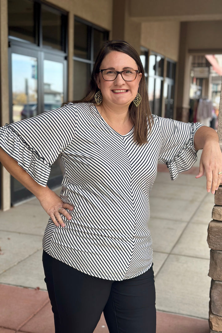 Valentina V-Neck Striped Top