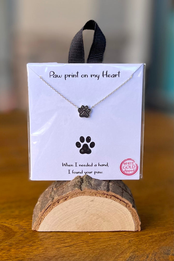 Paw Print Pendant Necklace - Silver