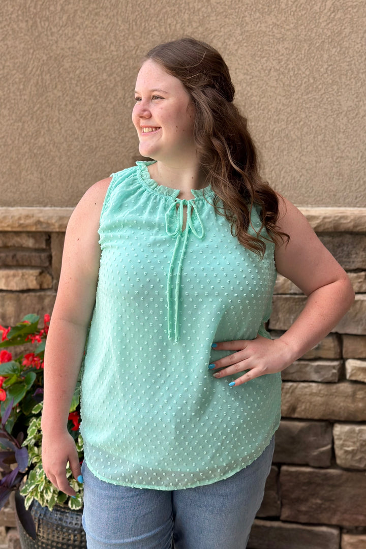 Lola Front Tie Sleeveless Top - Mint