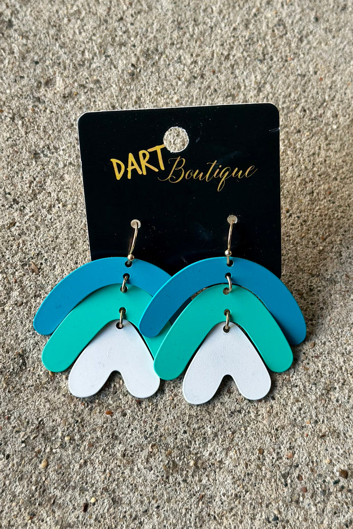 Stacked Metal Arch Earrings - Teal
