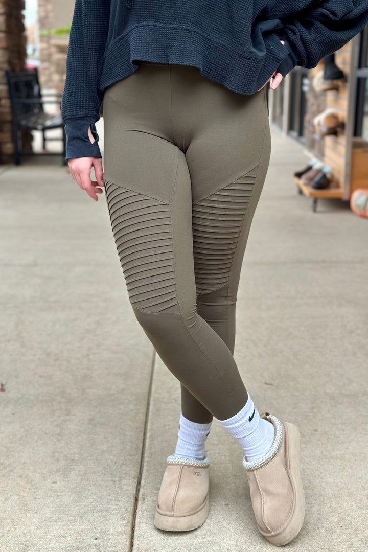 Marlowe Moto Leggings - Olive