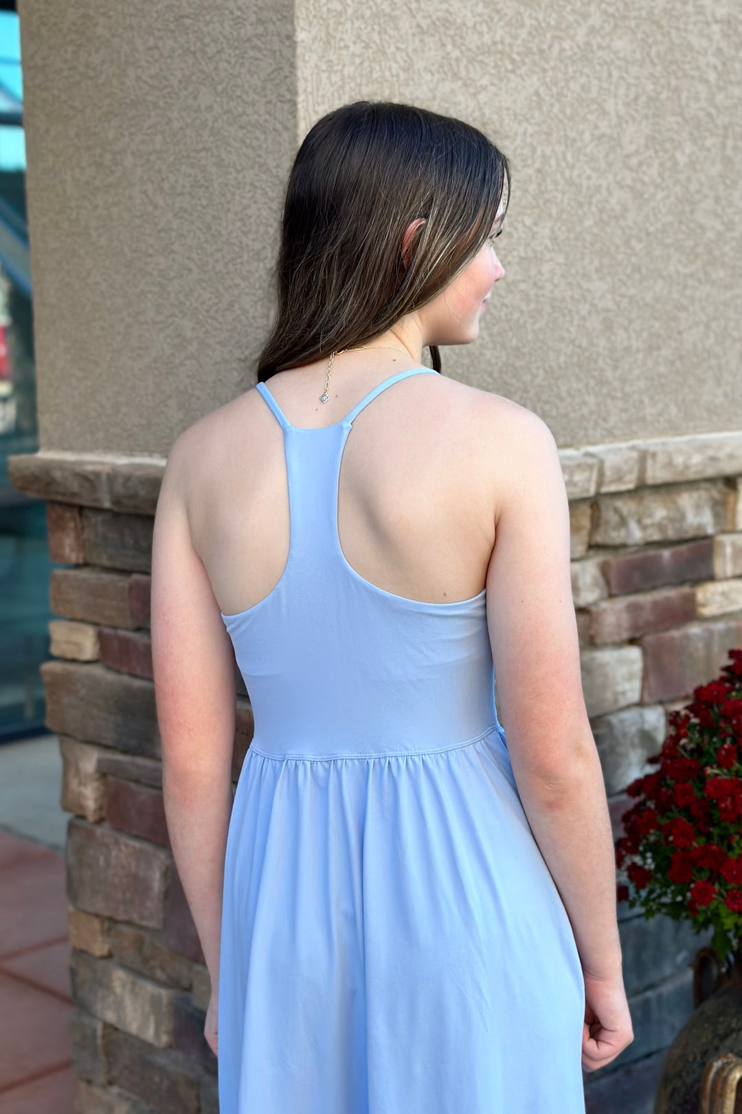 Birdie Everyday Dress with Side Slit - Pastel Blue