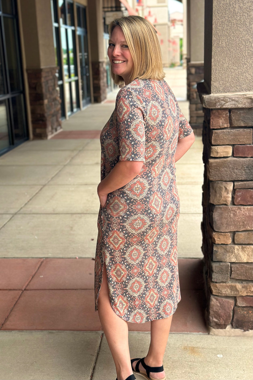 Audrey Aztec Midi Dress