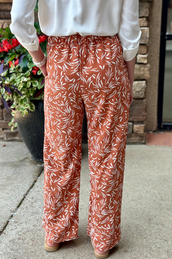 Lucia Geometric Print Pants - Rust | (Size 3X)