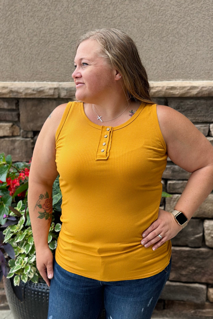 Hannah Henley Tank - Mustard